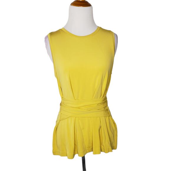 Wilfred Aritzia Yellow Wrap Waist Blouse Sleeveless Rayon Women Medium - Picture 1 of 10